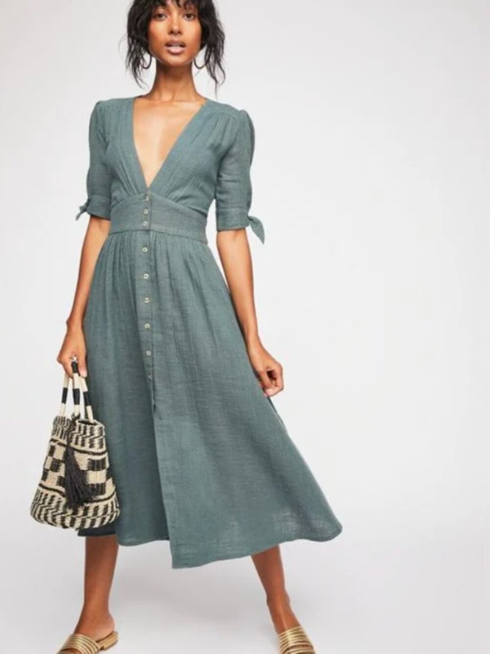 Free people love of my life teal midi dress